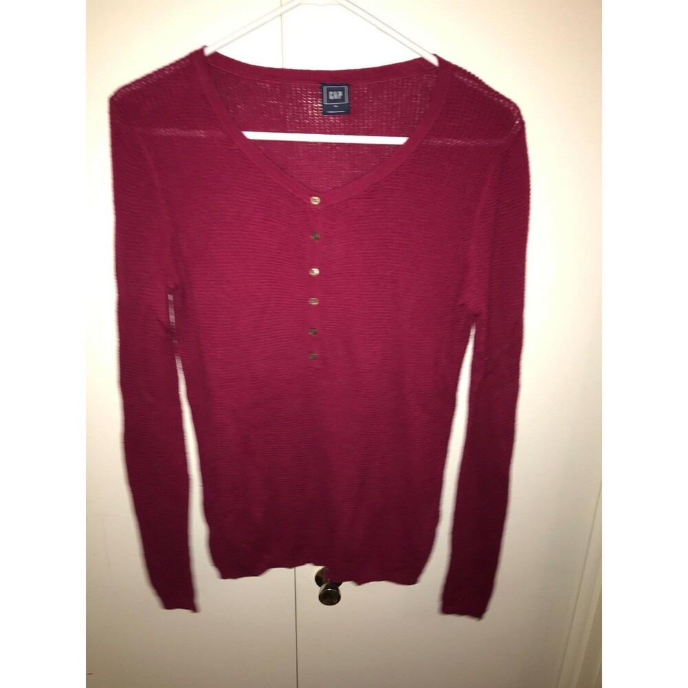 Gap Shirt Men's M Waffle Knit Thermal Long Sleeve Red